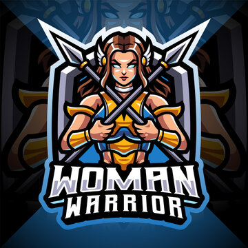 Women warrior esport mascot logo
