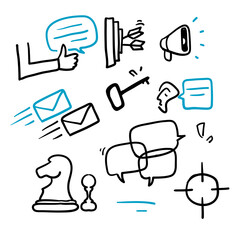 hand drawn Simple Set of Marketing Related Vector Line Icons illustration set