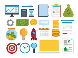 bundle of twenty three sales and finance analysis set icons vector illustration design