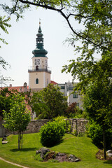 Tower of Roman Catholic Church of St. Stephen the King in Modra, Slovakia