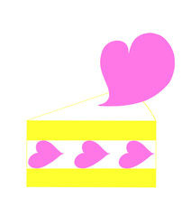 ピンクのハートがのったショートケーキ