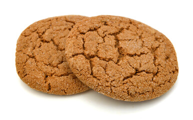 oat cookies closeup on white background.