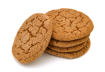 oat cookies closeup on white background.