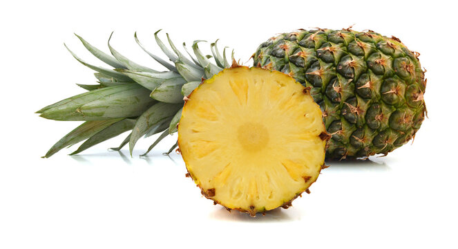 Fresh whole pineapple. Isolated on a white background.
