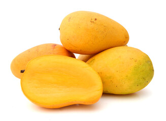 Naklejka na ściany i meble Yellow mango isolated on a white background