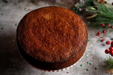 Kerala plum cake / Christmas fruit cake on holiday background, selective focus