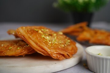 Fried Parotta / Sweet Porotta - Easy Khaja or Chiroti , selective focus
