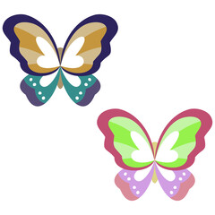 Illustration of two butterflies (vector, white background, cut out)