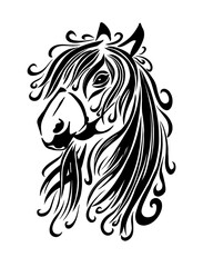 Horse face. Tattoo. Vector illustration