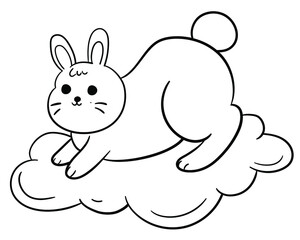 rabbit and the cloud cartoon for kids coloring