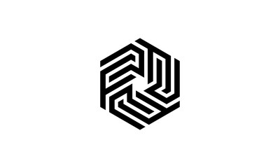 initial letter F and C with box cube hexagon logo design template