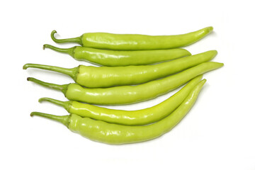Green chilli pepper isolated on a white background