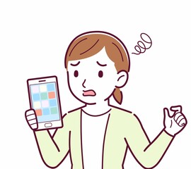 Young woman in a cardigan_smartphone