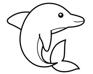 Little dolphin line art cartoon