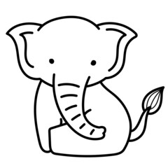 Cute elephant line art cartoon