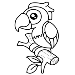Parrot line cartoon for coloring