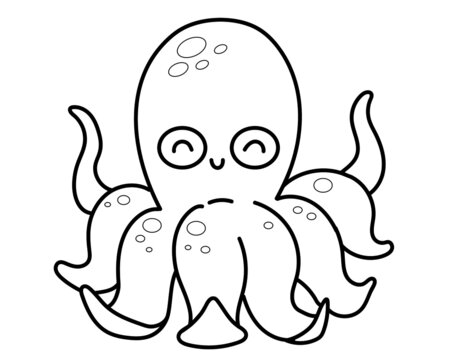 Octopus line cartoon for coloring