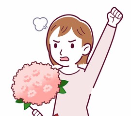 Young woman in a cardigan_bouquet