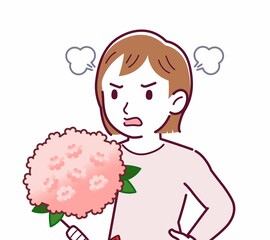 Young woman in a cardigan_bouquet