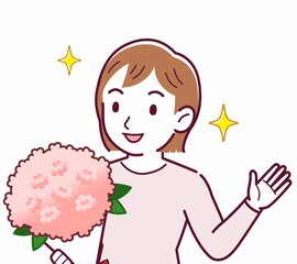 Young woman in a cardigan_bouquet