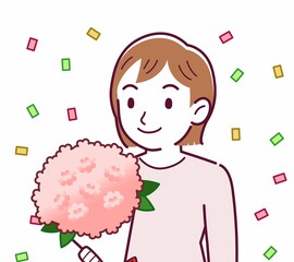 Young woman in a cardigan_bouquet