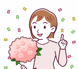 Young woman in a cardigan_bouquet