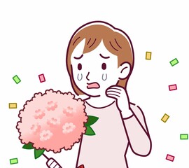 Young woman in a cardigan_bouquet