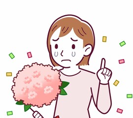 Young woman in a cardigan_bouquet