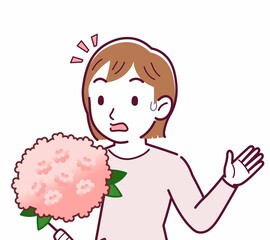 Young woman in a cardigan_bouquet