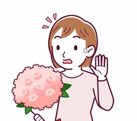 Young woman in a cardigan_bouquet