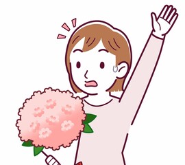 Young woman in a cardigan_bouquet