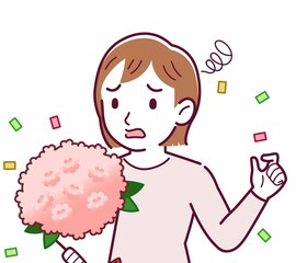 Young woman in a cardigan_bouquet