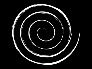 White spiral with outline using a brush effect isolated on black