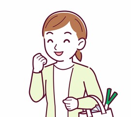 Young woman in a cardigan_shopping