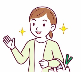 Young woman in a cardigan_shopping