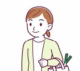 Young woman in a cardigan_shopping