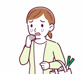 Young woman in a cardigan_shopping