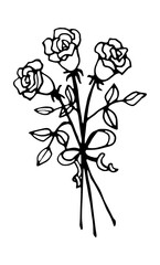 Vector isolated element. Illustration .with bouquet of flowers, bouquet of roses. Hand drawn doodle.