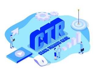 Click through rate (CTR) isometric 3d vector concept for banner, website, illustration, landing page, flyer, etc.