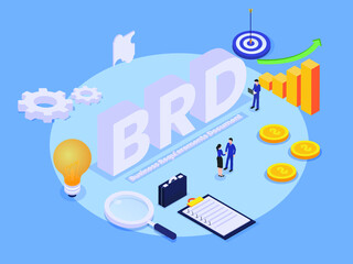 business requir (brd) isometric 3d vector concept for banner, website, illustration, landing page, flyer, etc.