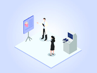 Breast cancer treatment 3D flat isometric vector concept for banner, website, illustration, landing page, flyer, etc.