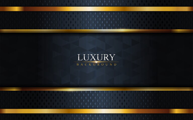 Luxury Dark Navy Combination with Golden Lines Background Design.