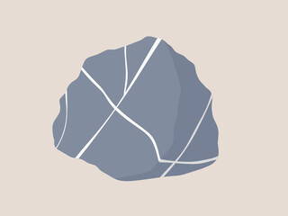 Grey limestone specimen. Sedimentary carbonate rock illustration. 