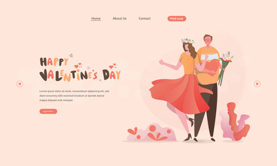 Happy valentine's day greeting card with couple in love concept