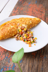 Stuffed omelette, Omelet with vegetable salad