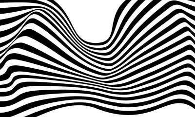 abstract stripes wavy optical art black monochrome lines vector illustration