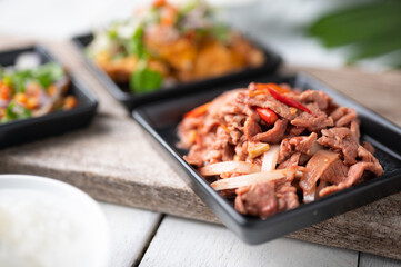 Stir fried pork with Pickled bean curd sauce and onion