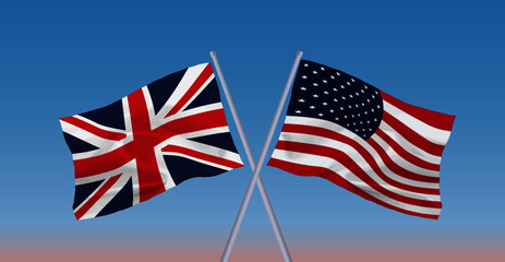 Fototapeta na wymiar イギリス国旗　アメリカ国旗
