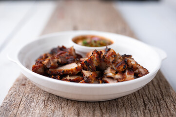 Grilled Pork with Spicy Dip , Thailand Street Food
