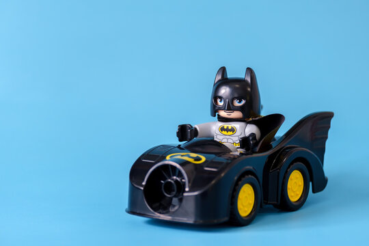 Duplo Batman in Toy Batmobile in Ottawa, Canada on January 7, 2021